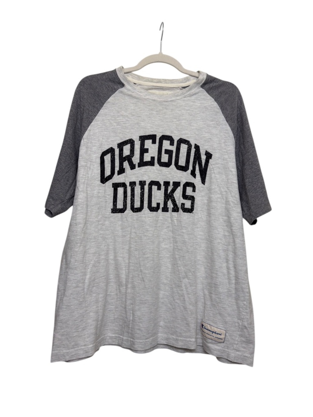 Champion Oregon Ducks Light Gray Raglan Sleeve Tee
